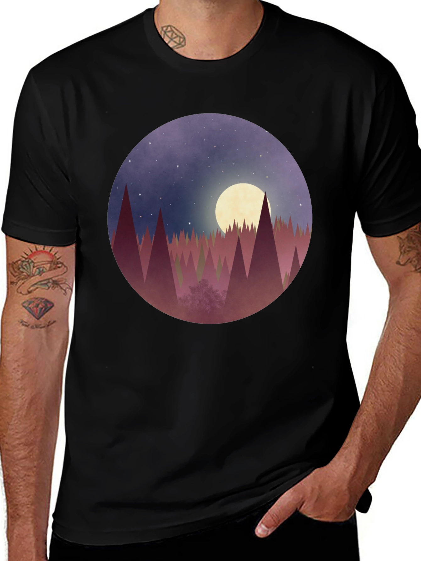 Variant 24 of Moonlit Forest Graphic Tee - Black