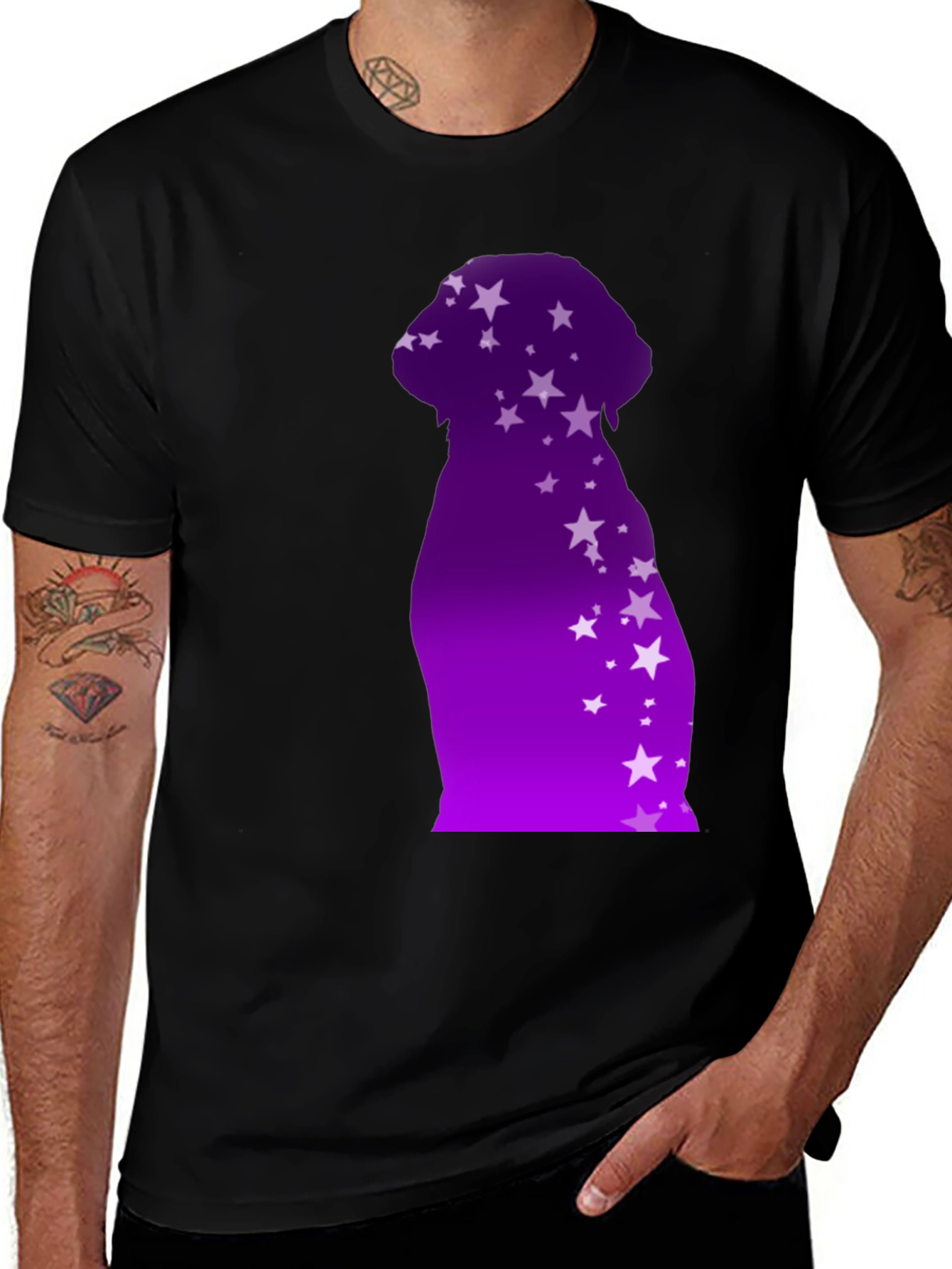 Variant 25 of Dog Starry Silhouette T-Shirt - Modern Graphic Tee
