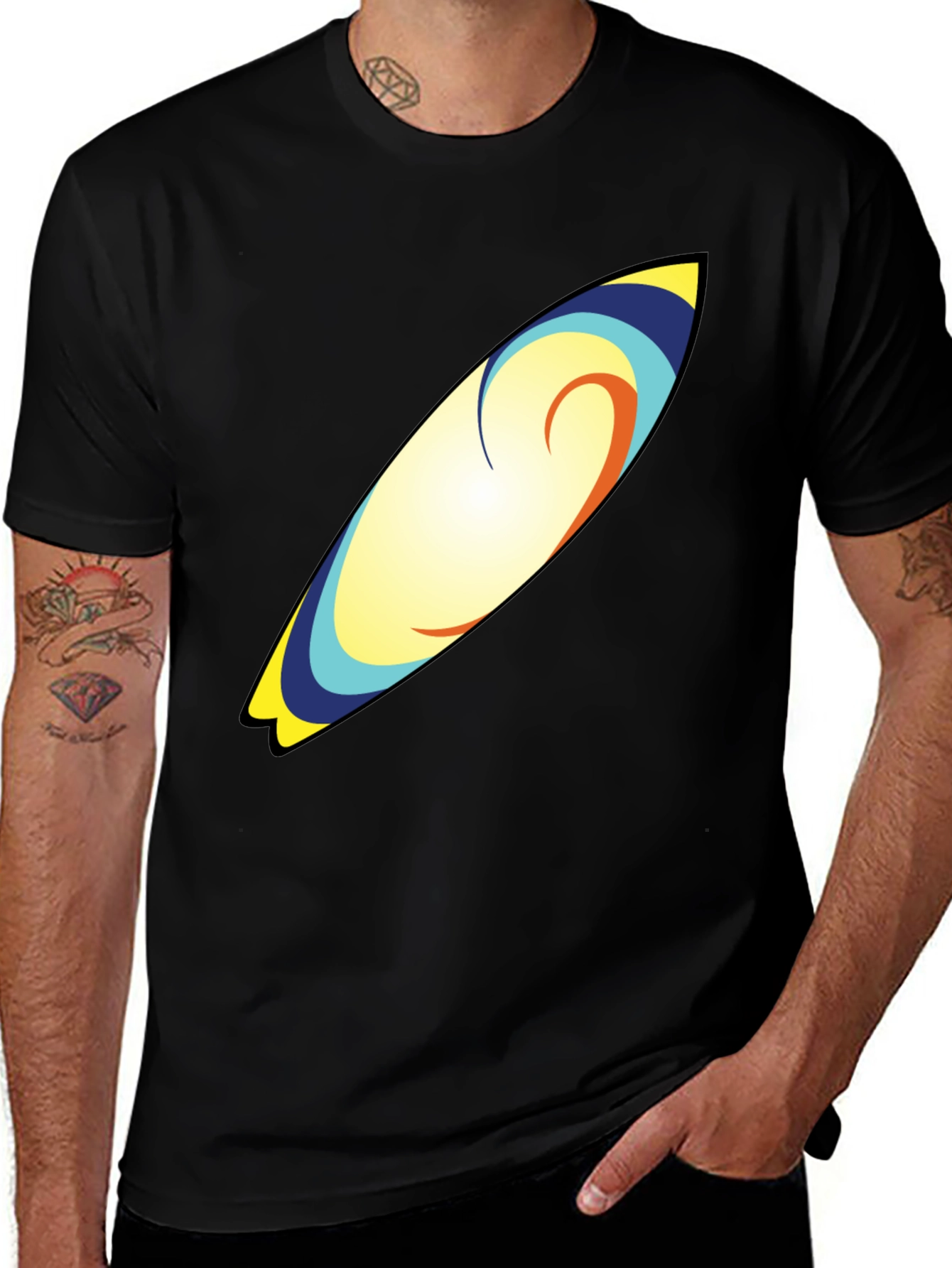 Variant 16 of Surfboard Graphic Tee - Black Cotton T-Shirt