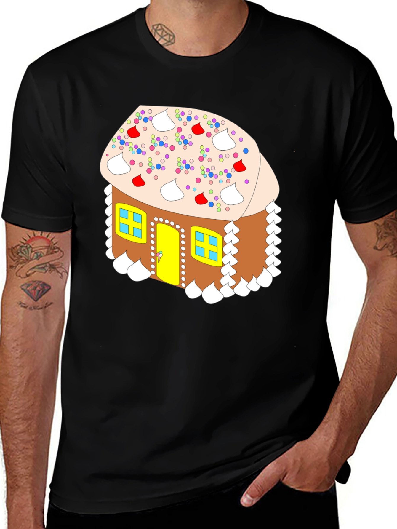 Variant 18 of Gingerbread House Graphic Tee - Holiday Fun