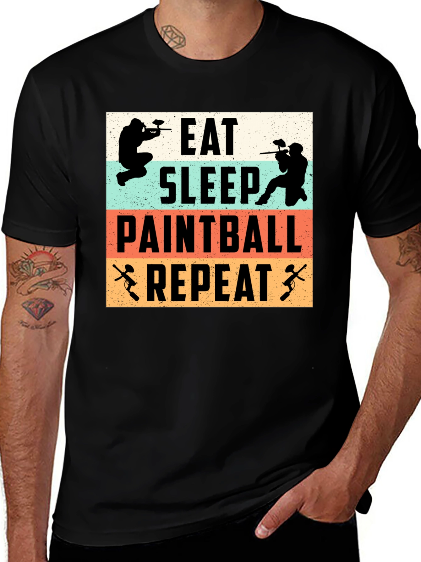 Variant 28 of Eat Sleep Paintball Repeat Graphic Tee