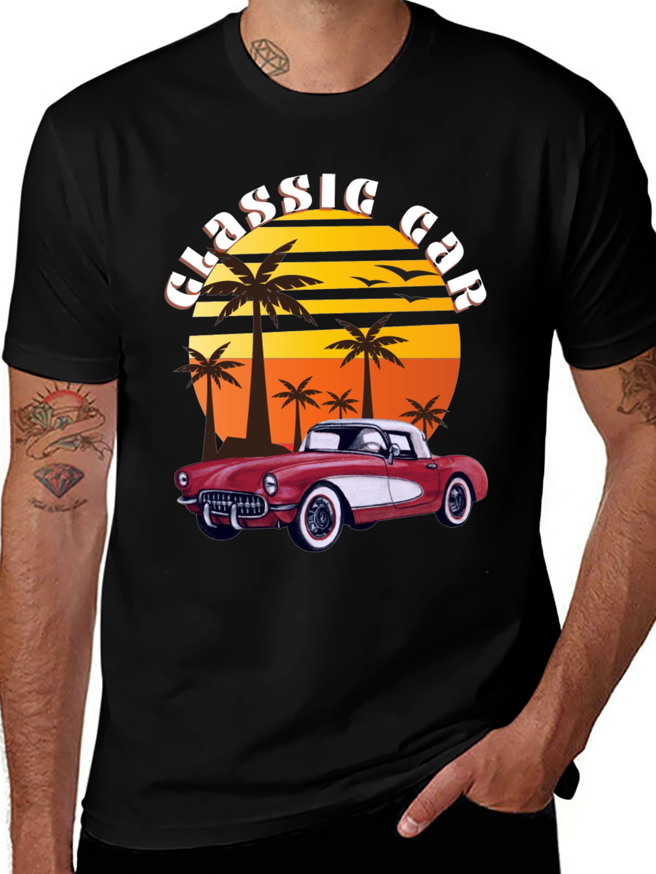 Variant 28 of Classic Car T-Shirt - Retro Sunset Design