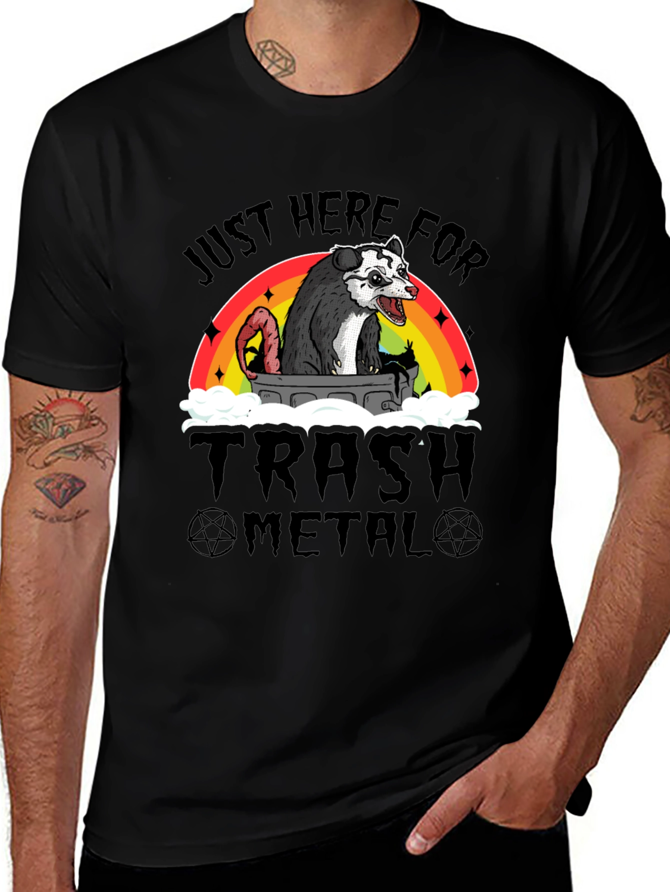 Variant 13 of Trash Metal Opossum T-Shirt - Rainbow Graphic Tee
