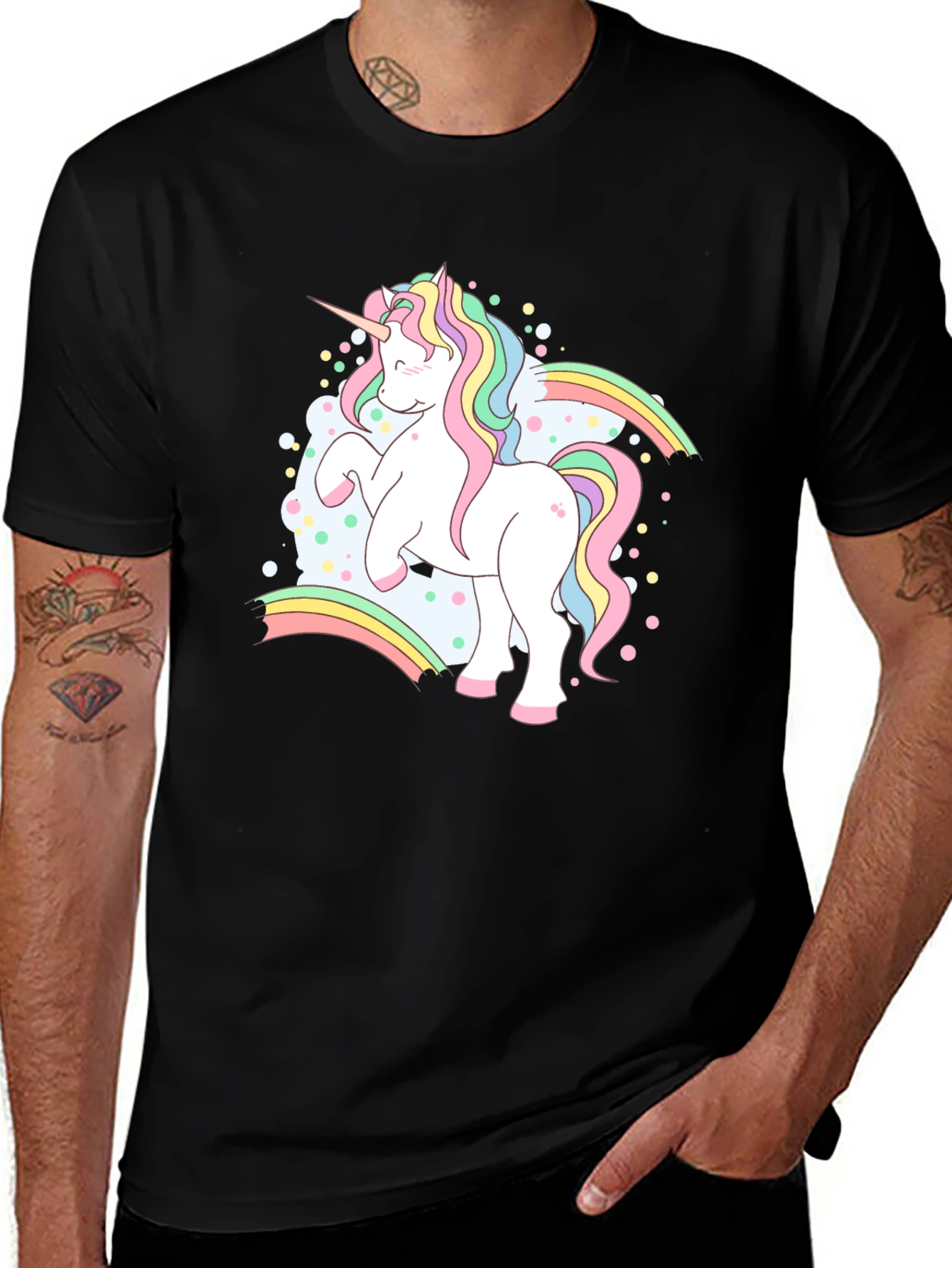 Variant 16 of Unicorn Rainbow Black T-Shirt