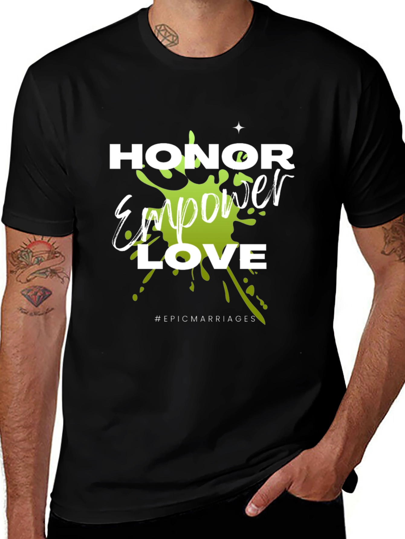 Variant 25 of Honor Empower Love Black Graphic Tee