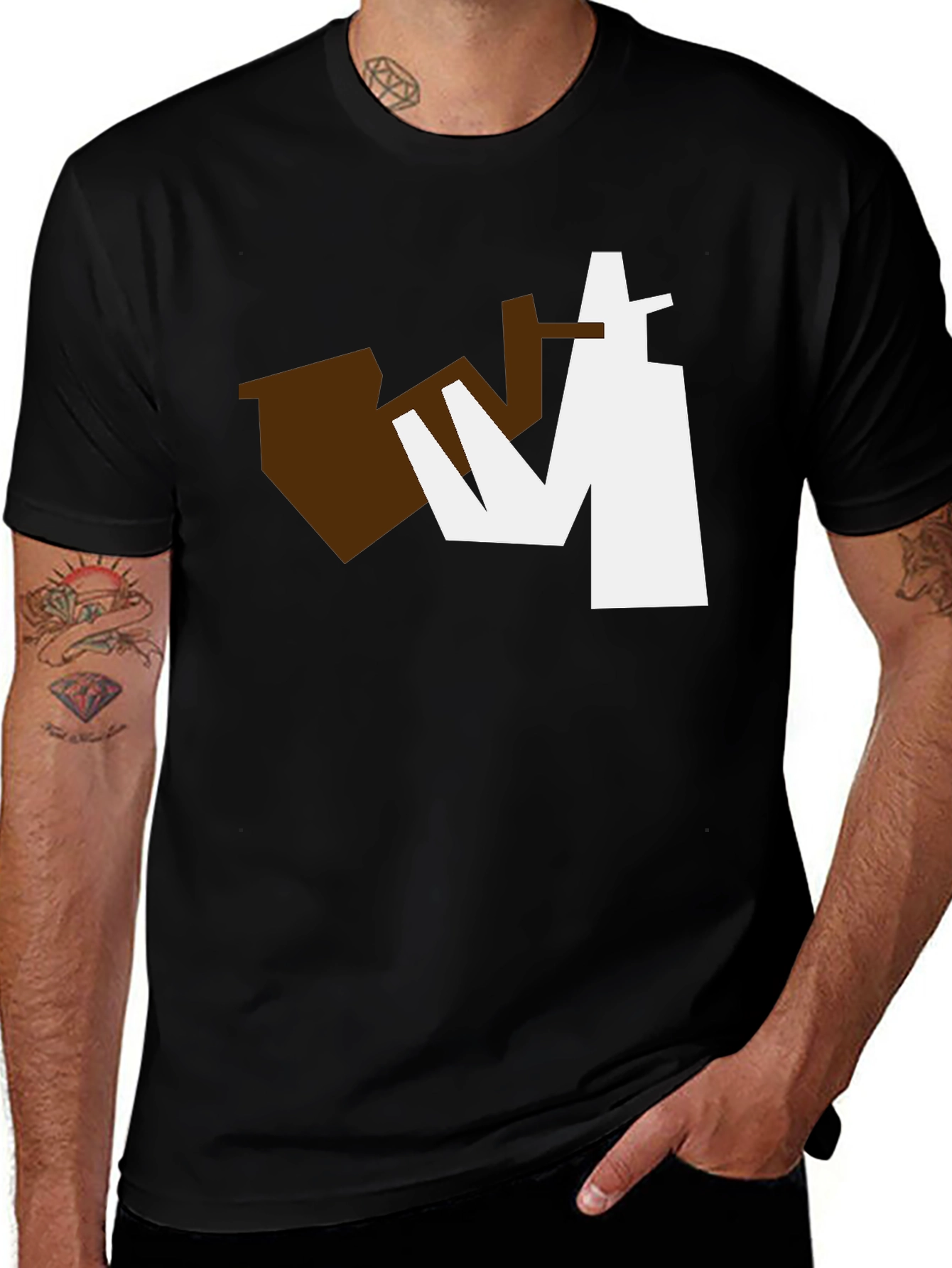 Variant 21 of Modern Abstract Design Black T-Shirt