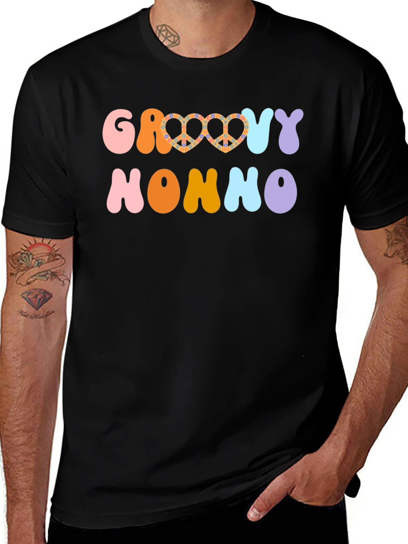 Groovy Nonno T-Shirt Retro Peace Sign Design