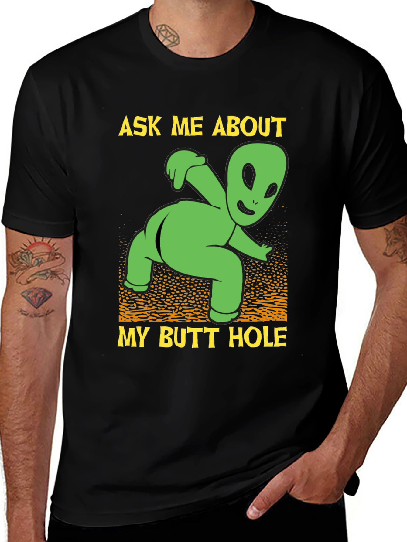 Variant 25 of Ask Me About My Butt Hole Alien Graphic T-Shirt