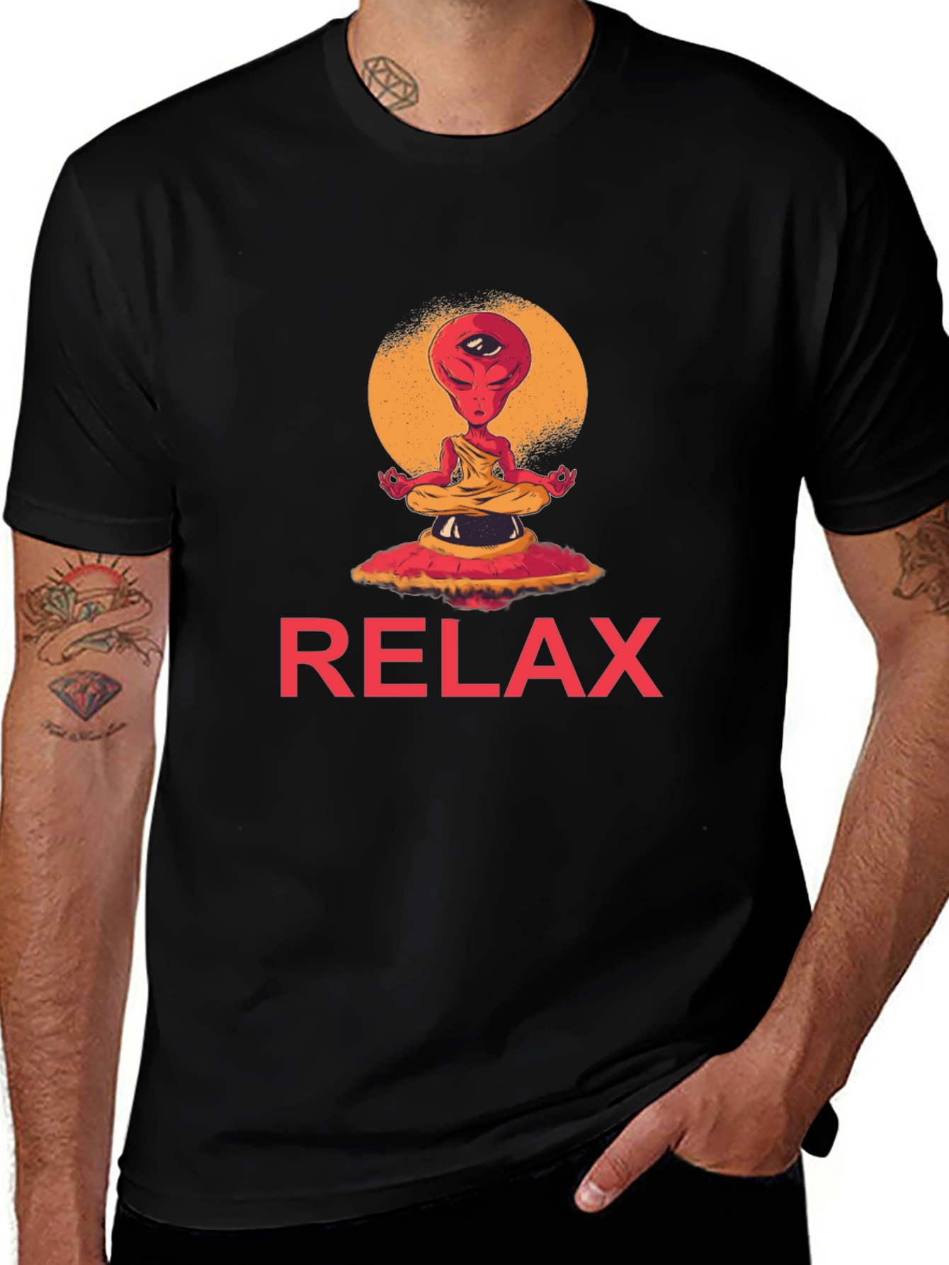 Variant 16 of Relax Alien Meditation Graphic Tee