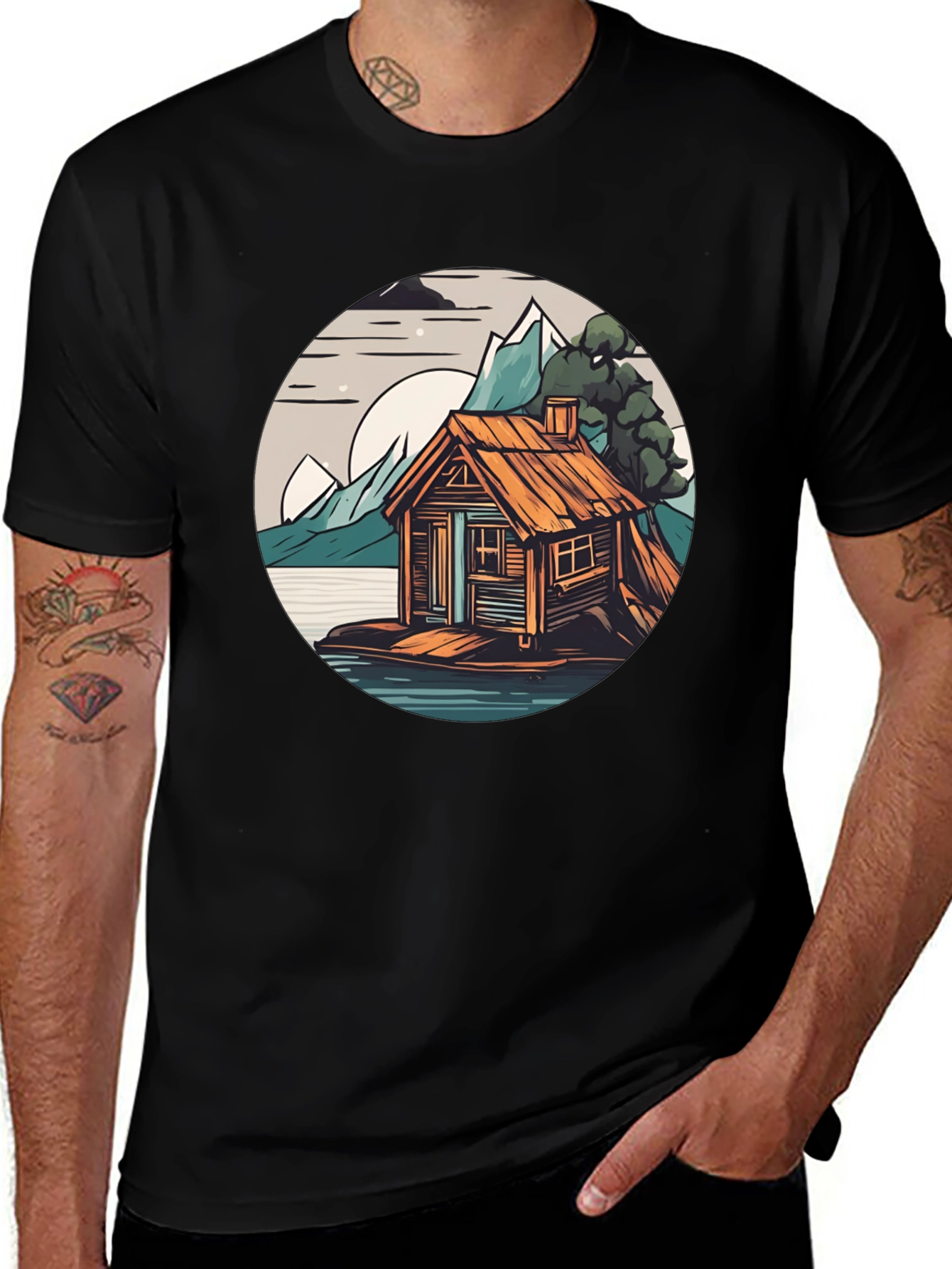 Variant 25 of Cabin Lake Tee: Nature Graphic Shirt