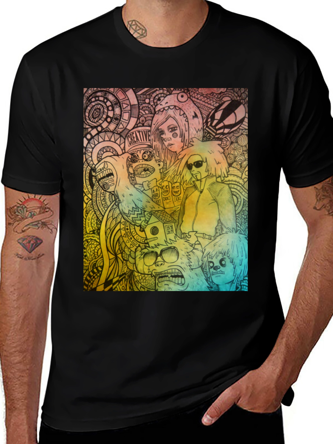 Variant 19 of Creative Graphic Print Black T-Shirt