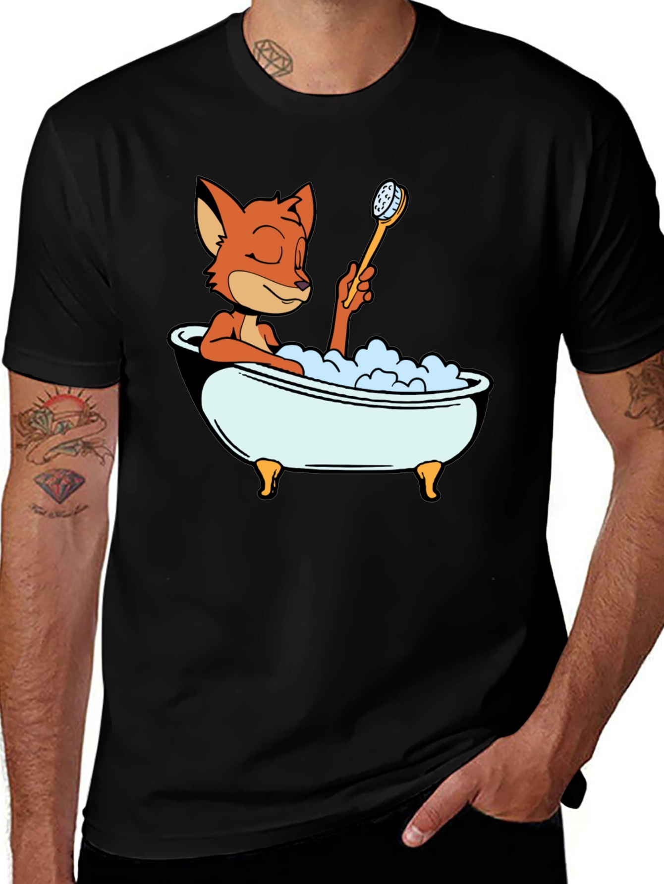 Variant 11 of Fox Bathtub T-Shirt - Cartoon Style