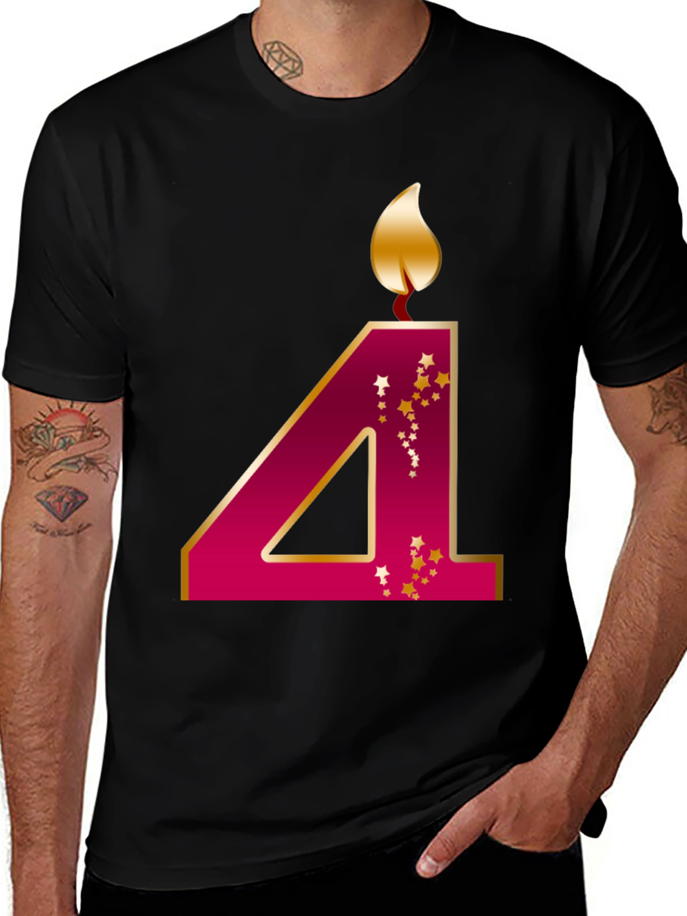 Birthday Number 4 Candle T-Shirt