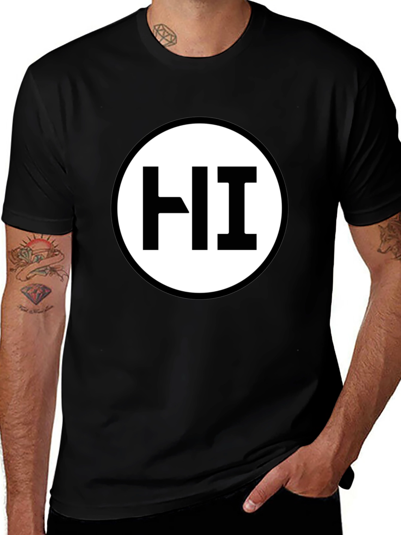 Variant 30 of Black HI Circle Graphic T-Shirt
