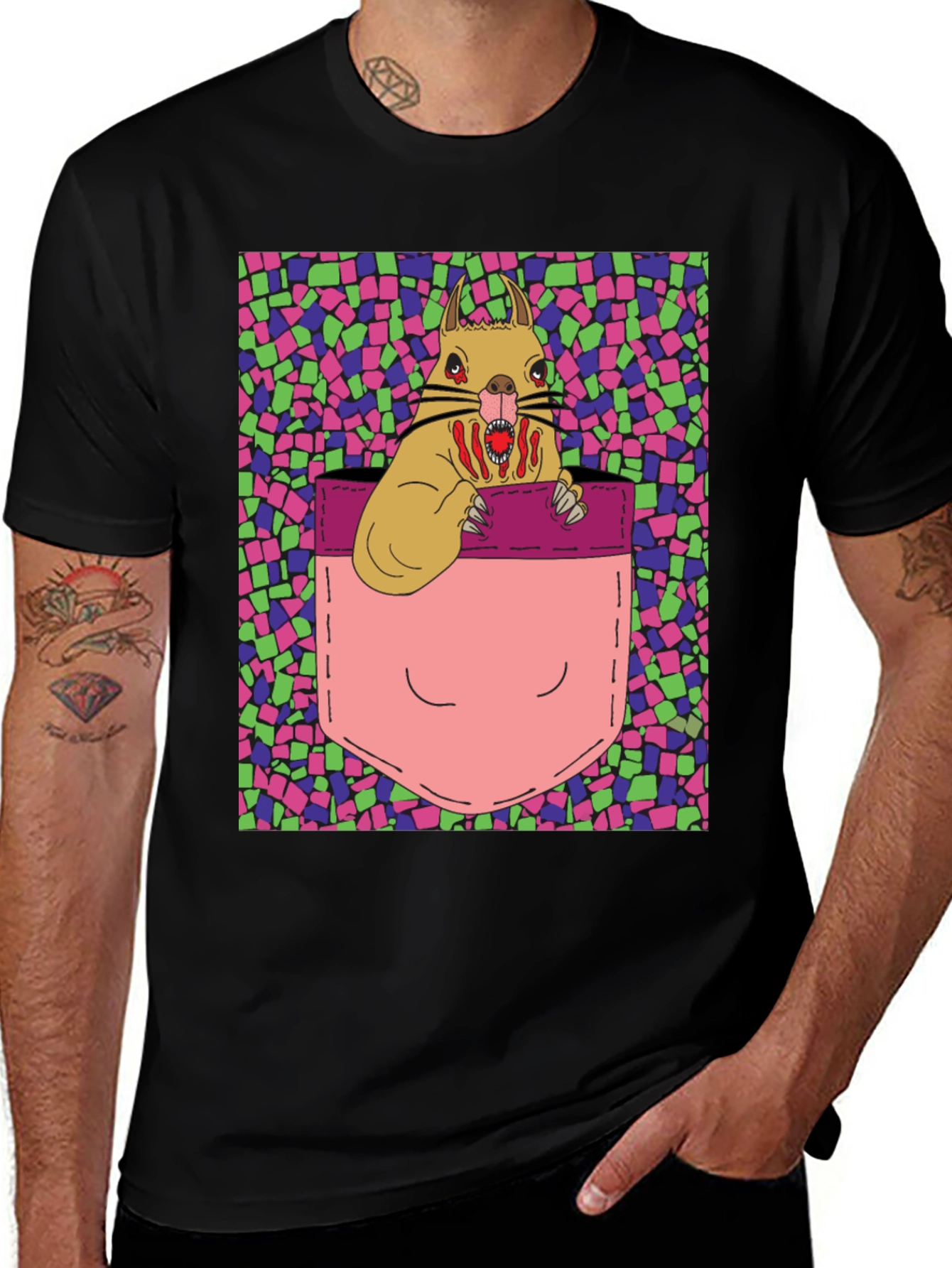 Variant 22 of Squirrel Pocket Graphic Tee - Unique Design