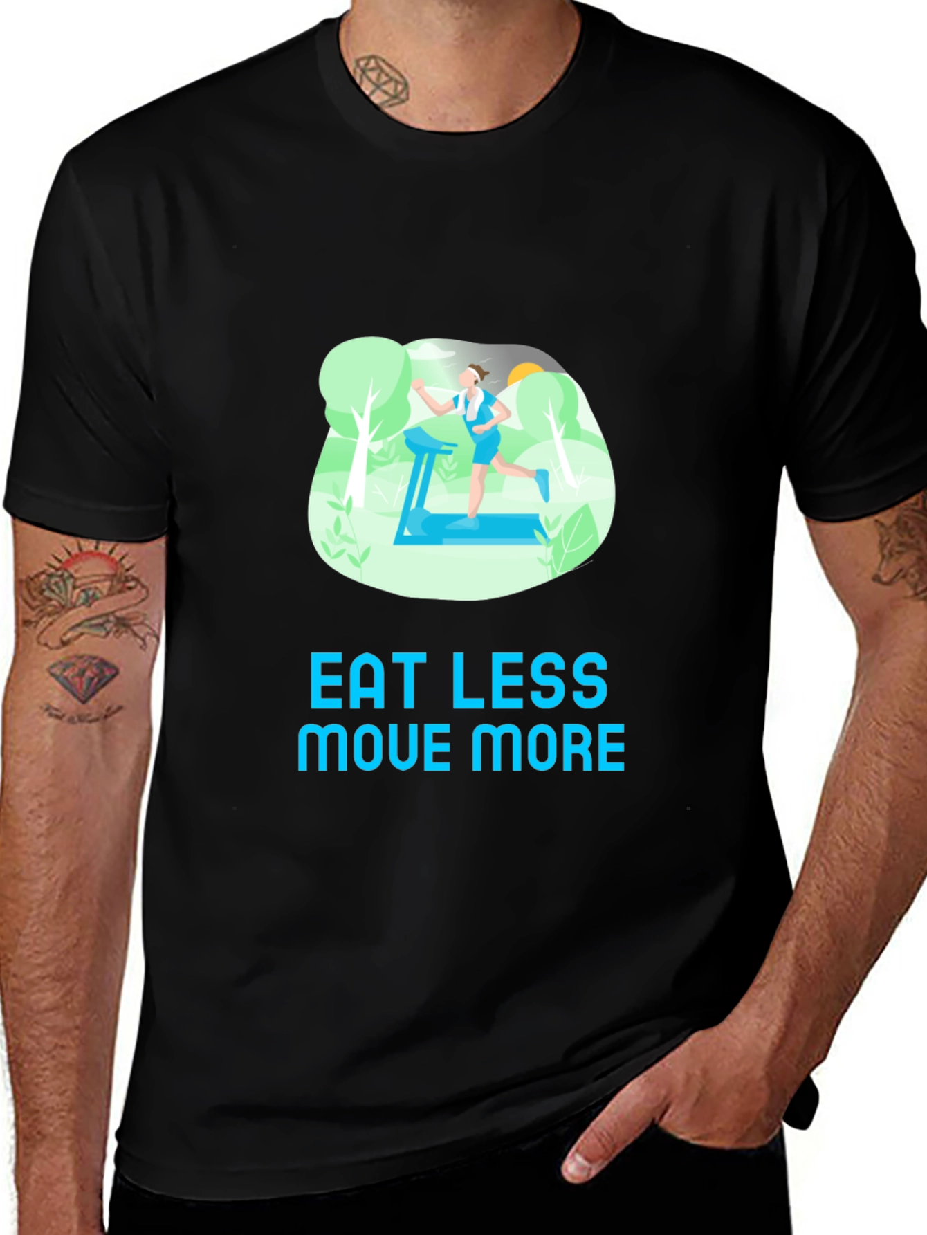 Variant 17 of Eat Less, Move More Black T-Shirt