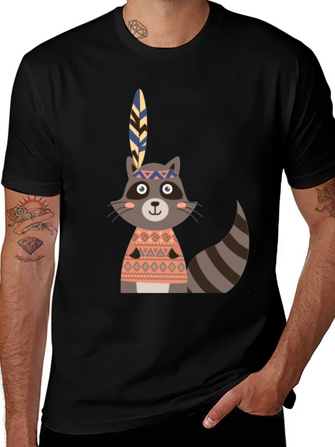 Variant 27 of Tribal Raccoon T-Shirt - Cute Graphic Tee