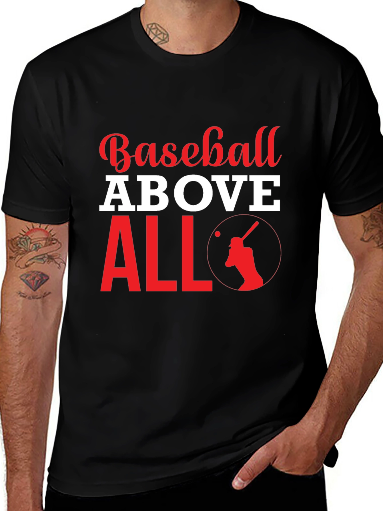 Variant 19 of Baseball Above All Black T-Shirt