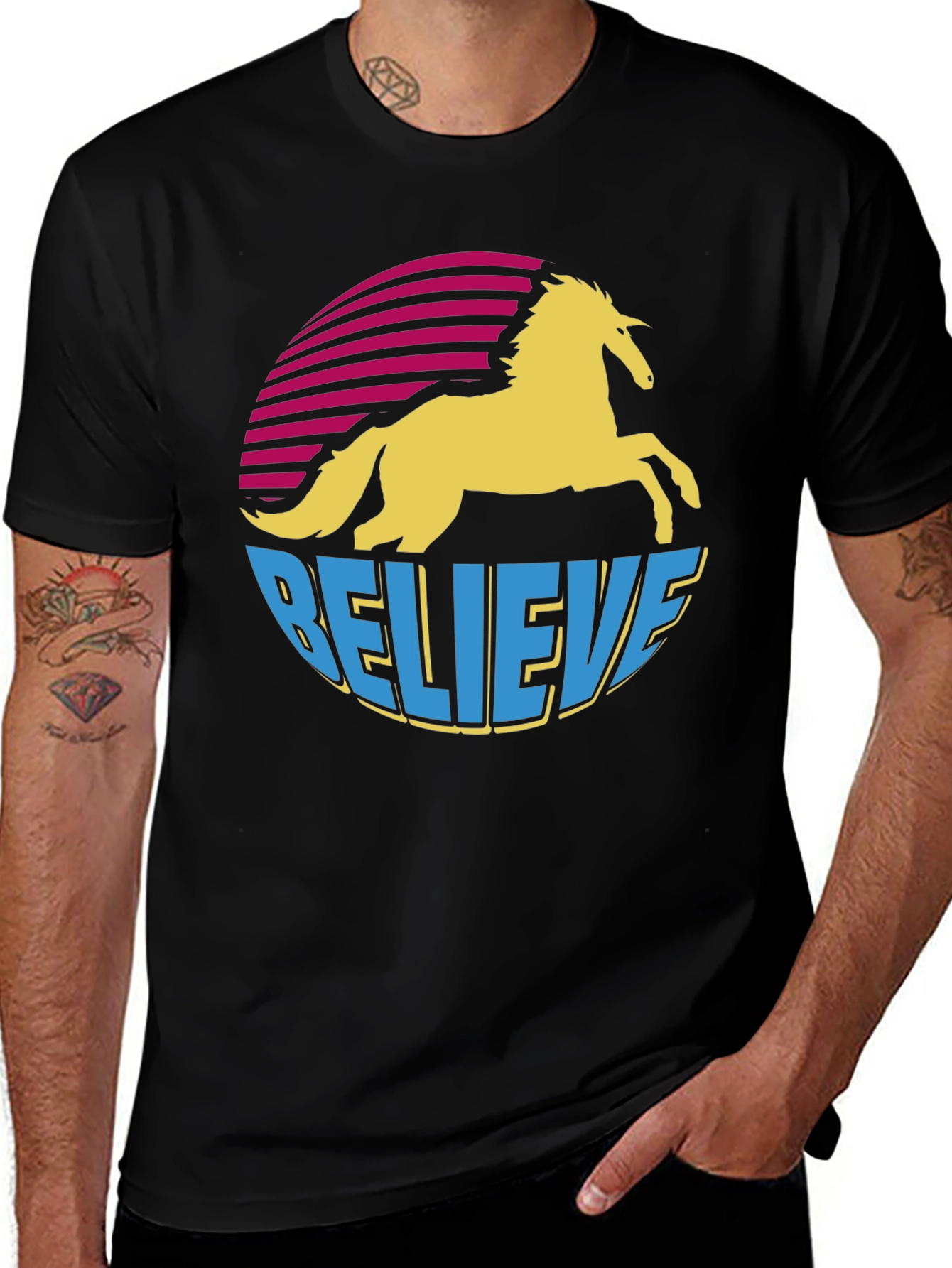 Variant 26 of Believe Unicorn T-Shirt - Retro Style