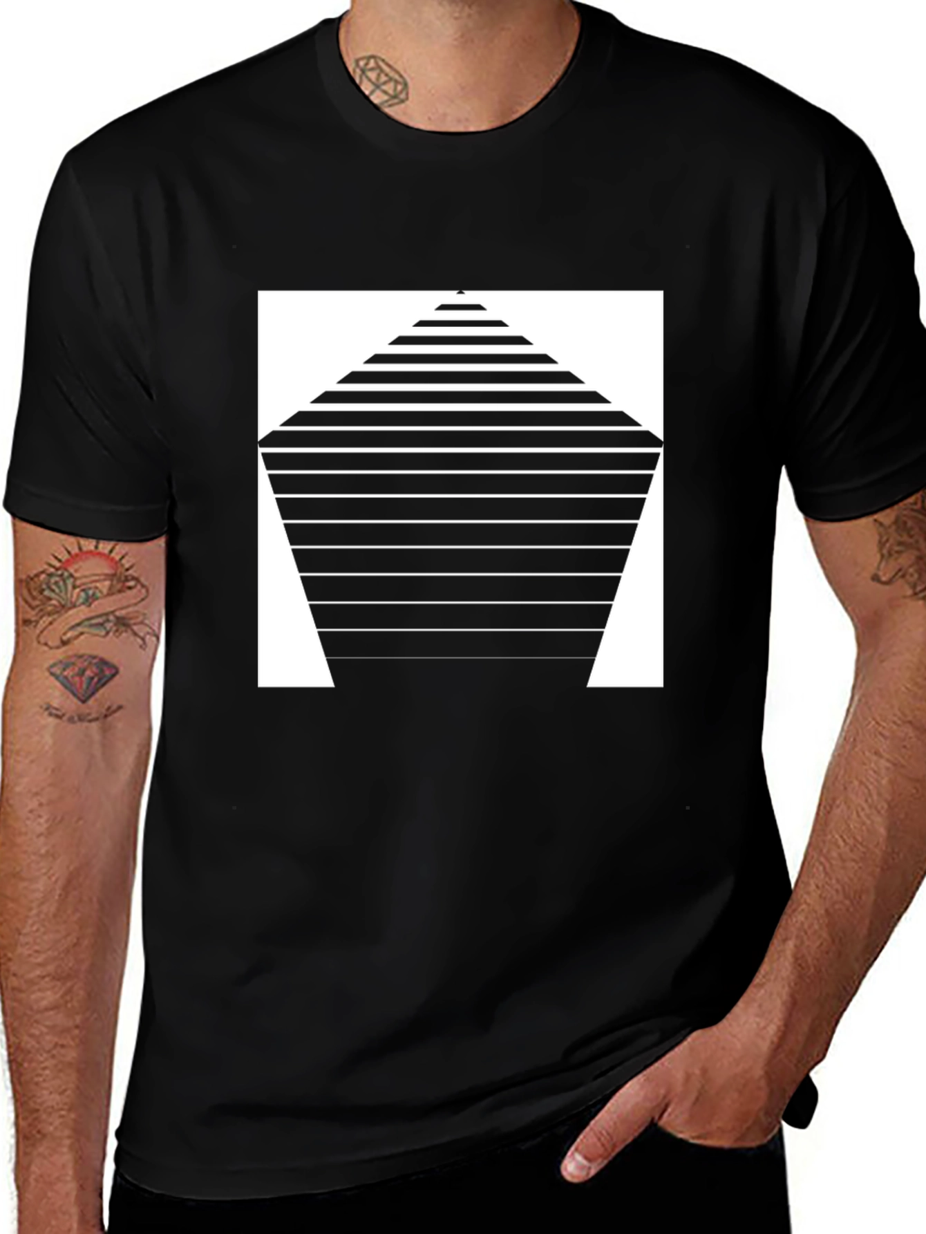 Variant 19 of Modern Geometric Striped Black T-Shirt