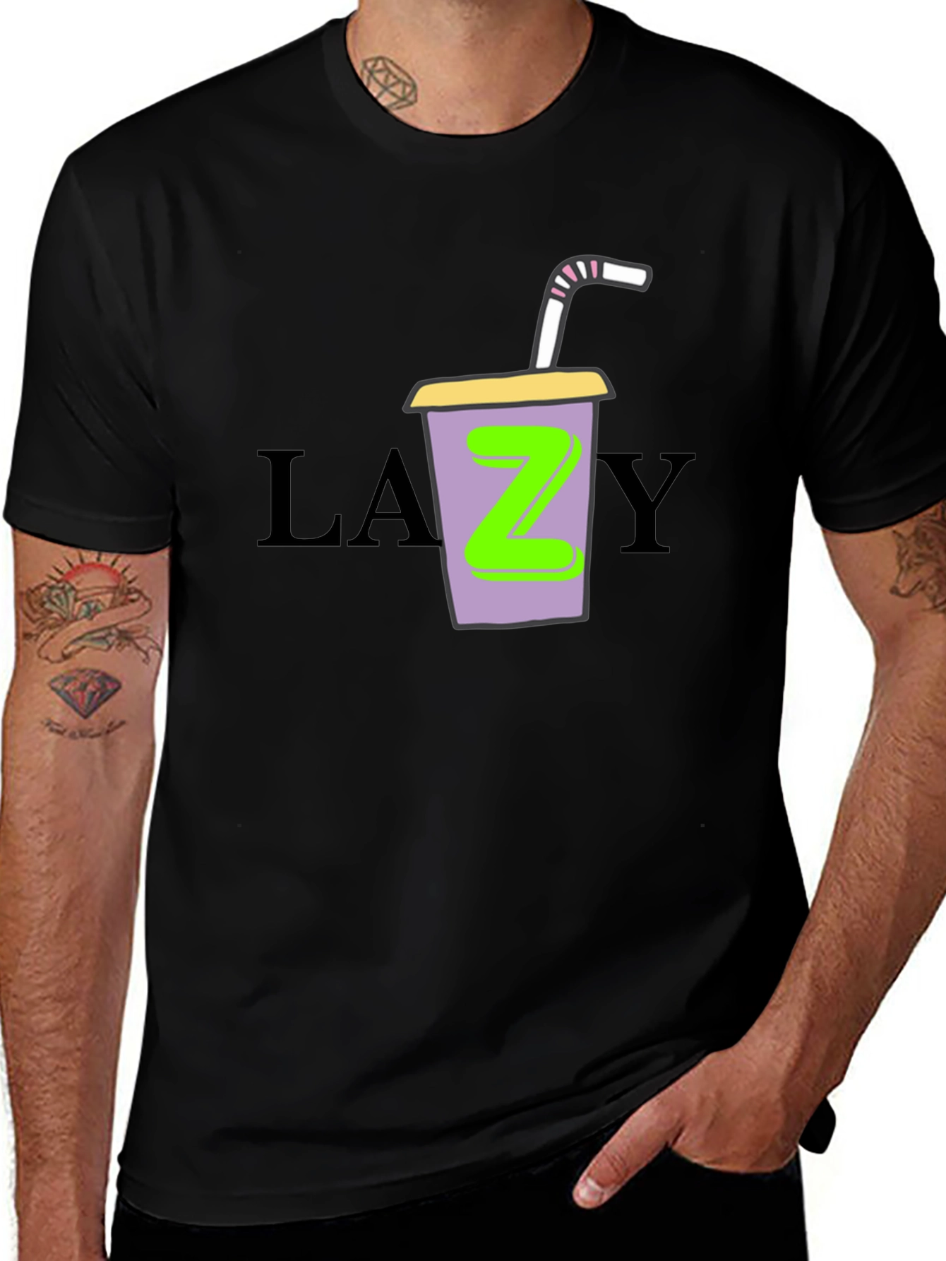 Variant 11 of Lazy Z Black T-Shirt: Fun Graphic Tee