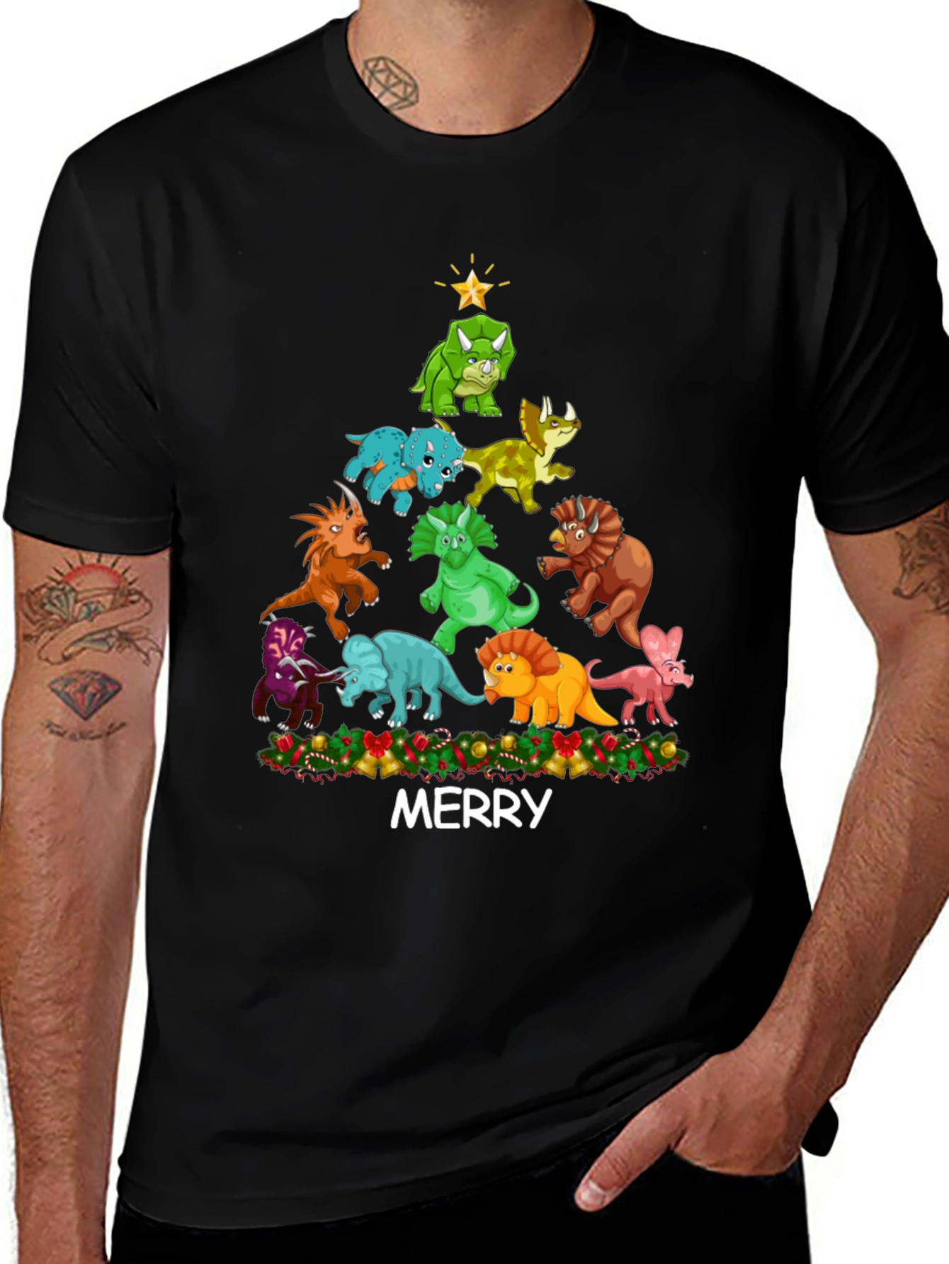 Variant 5 of Merry Christmas Dinosaur T-Shirt