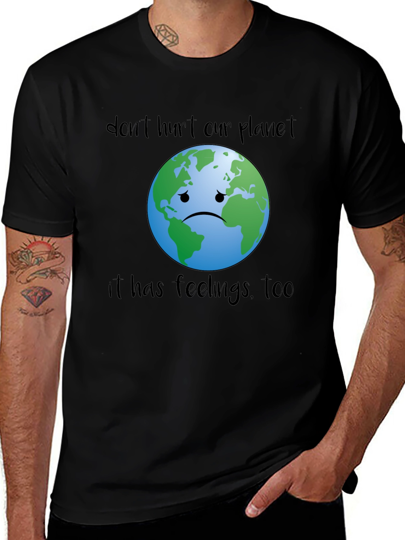 Sad Earth Graphic Tee - Save the Planet T-Shirt