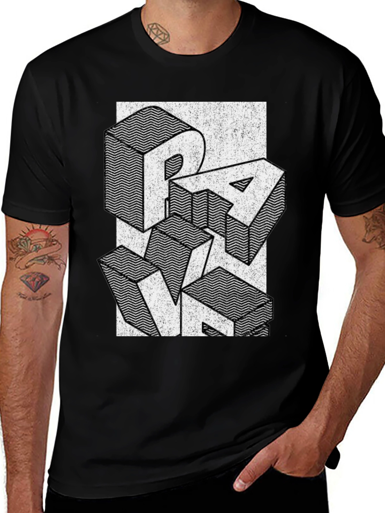 Variant 8 of Retro 3D Rave Graphic Tee - Cool Party Shirt