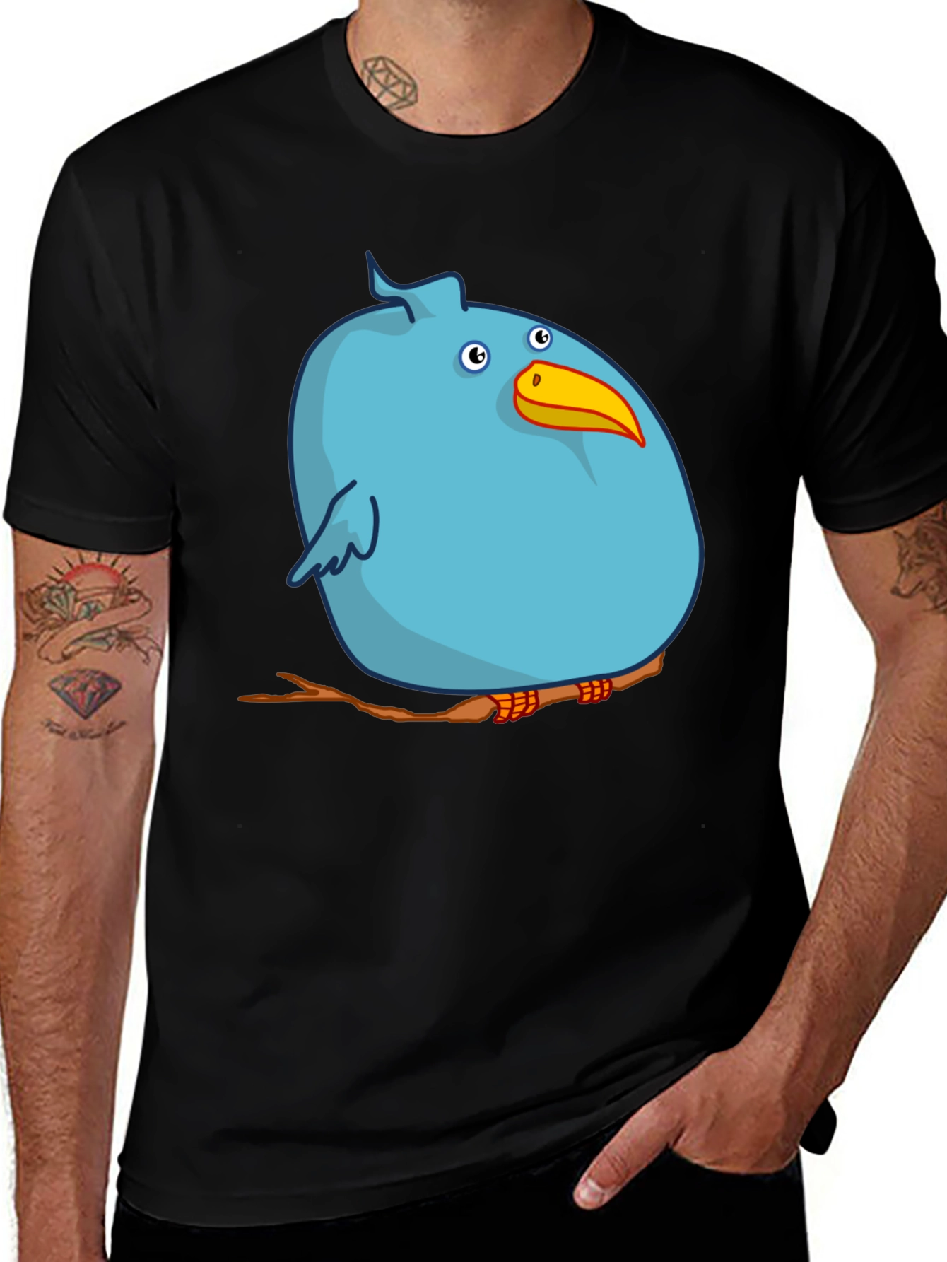 Variant 27 of Cartoon Bird on Branch Graphic T-Shirt