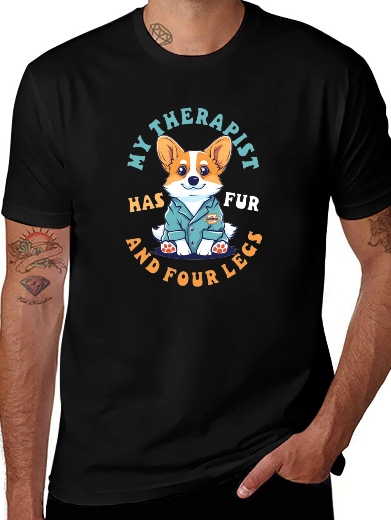 Variant 7 of My Therapist Has Fur and Four Legs Black T-Shirt