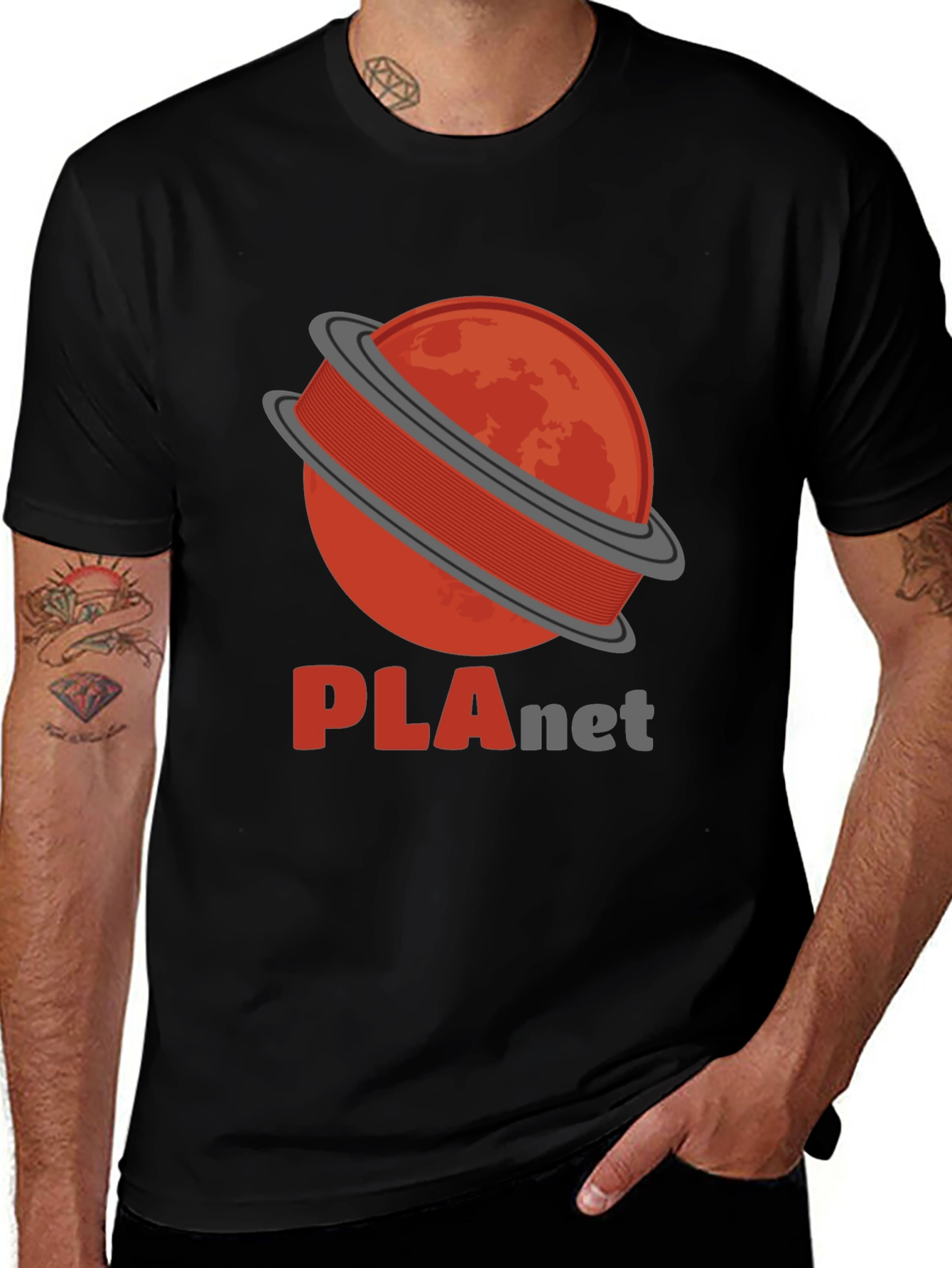 PLAnet Black T-Shirt - 3D Printing Filament Planet Tee