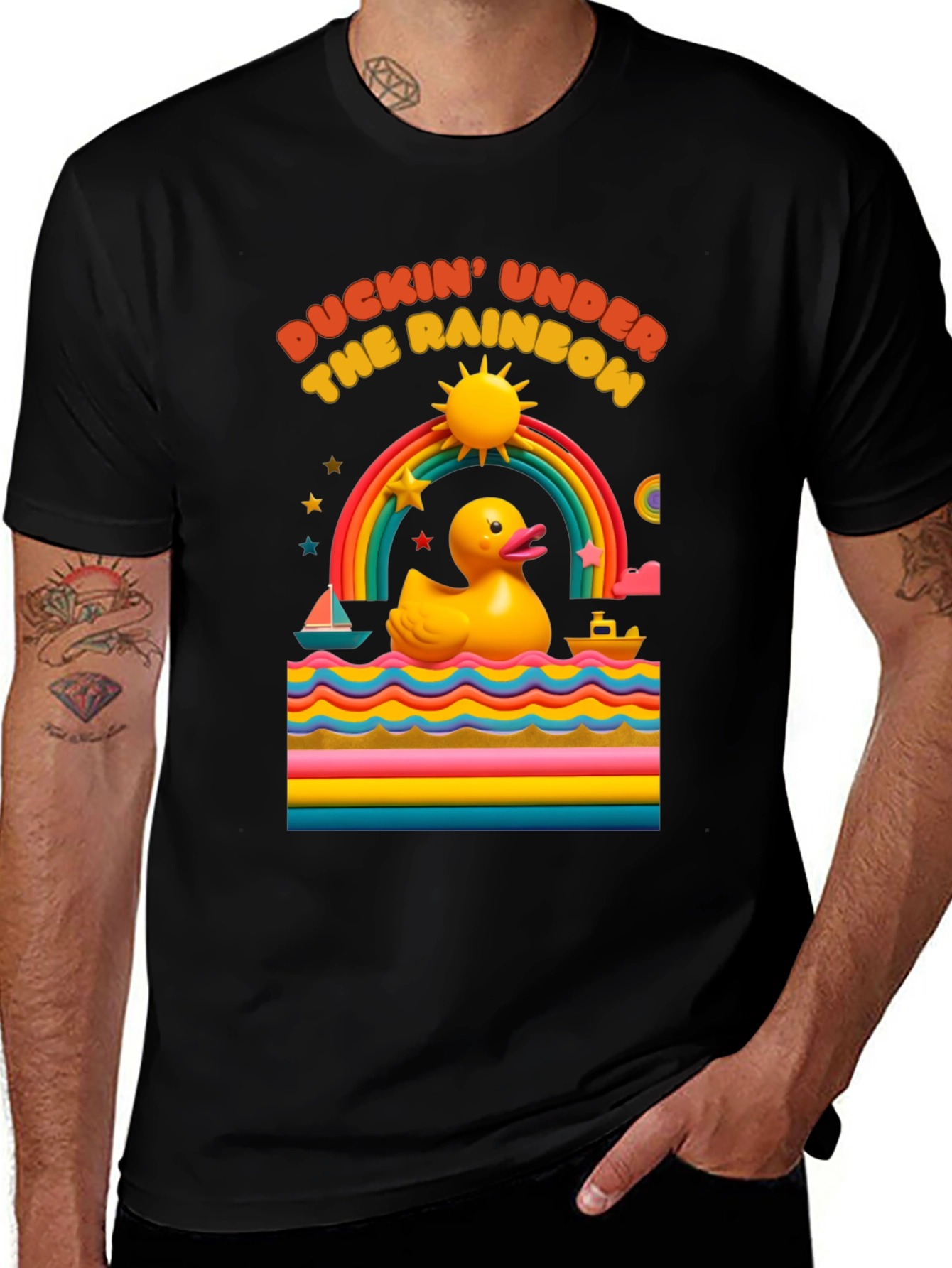 Variant 10 of Duckin' Under the Rainbow Graphic T-Shirt