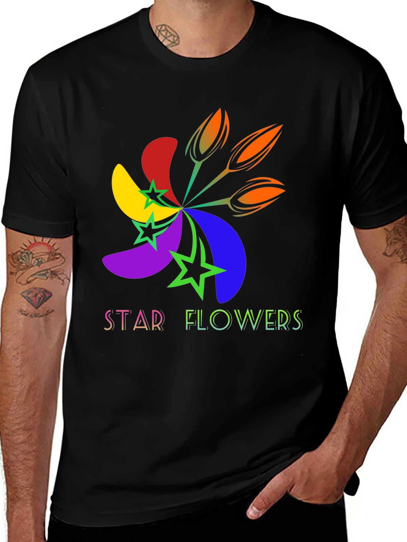 Variant 24 of Star Flowers Graphic Tee - Bold & Bright Design
