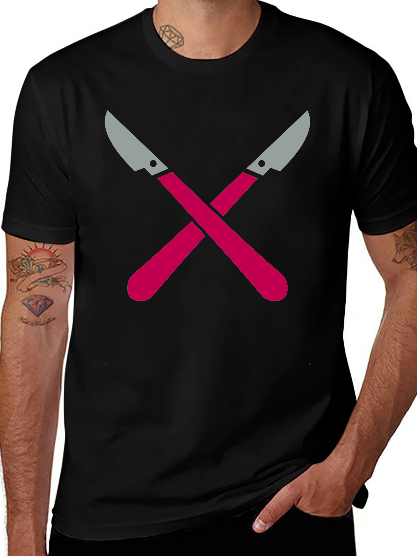 Variant 25 of Surgeon Scalpel Crossed Black T-Shirt