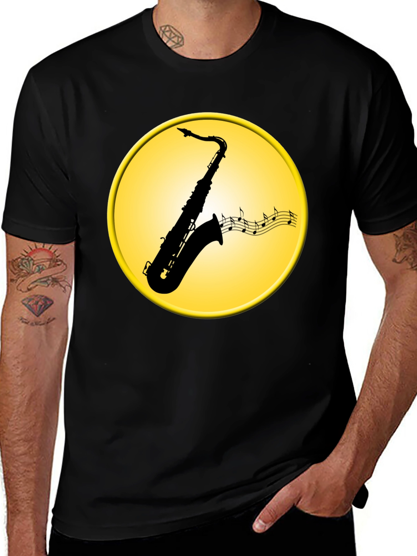 Variant 23 of Saxophone Music Notes Graphic Tee