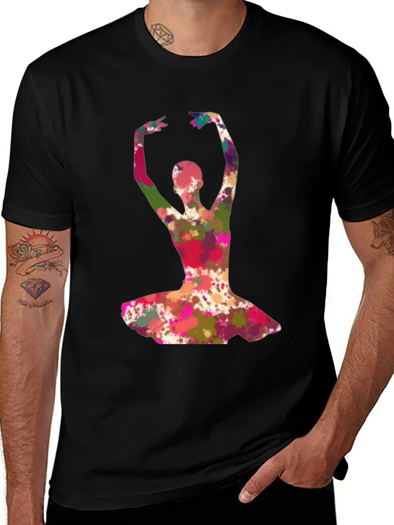 Variant 10 of Colorful Ballerina Graphic Tee - Artistic Dance Shirt