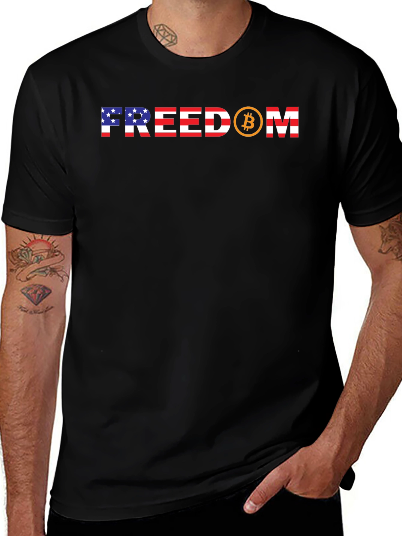 Freedom Bitcoin USA Flag Graphic Tee
