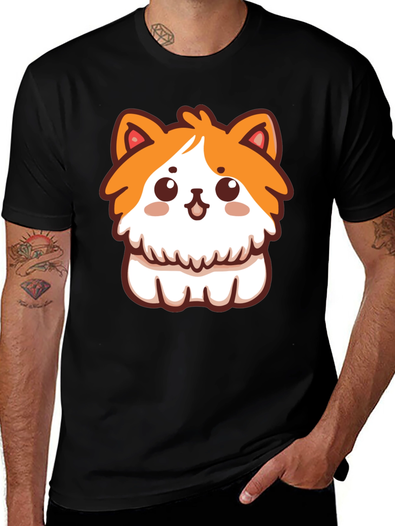 Variant 4 of Cute Cartoon Cat T-Shirt - Soft Black Tee