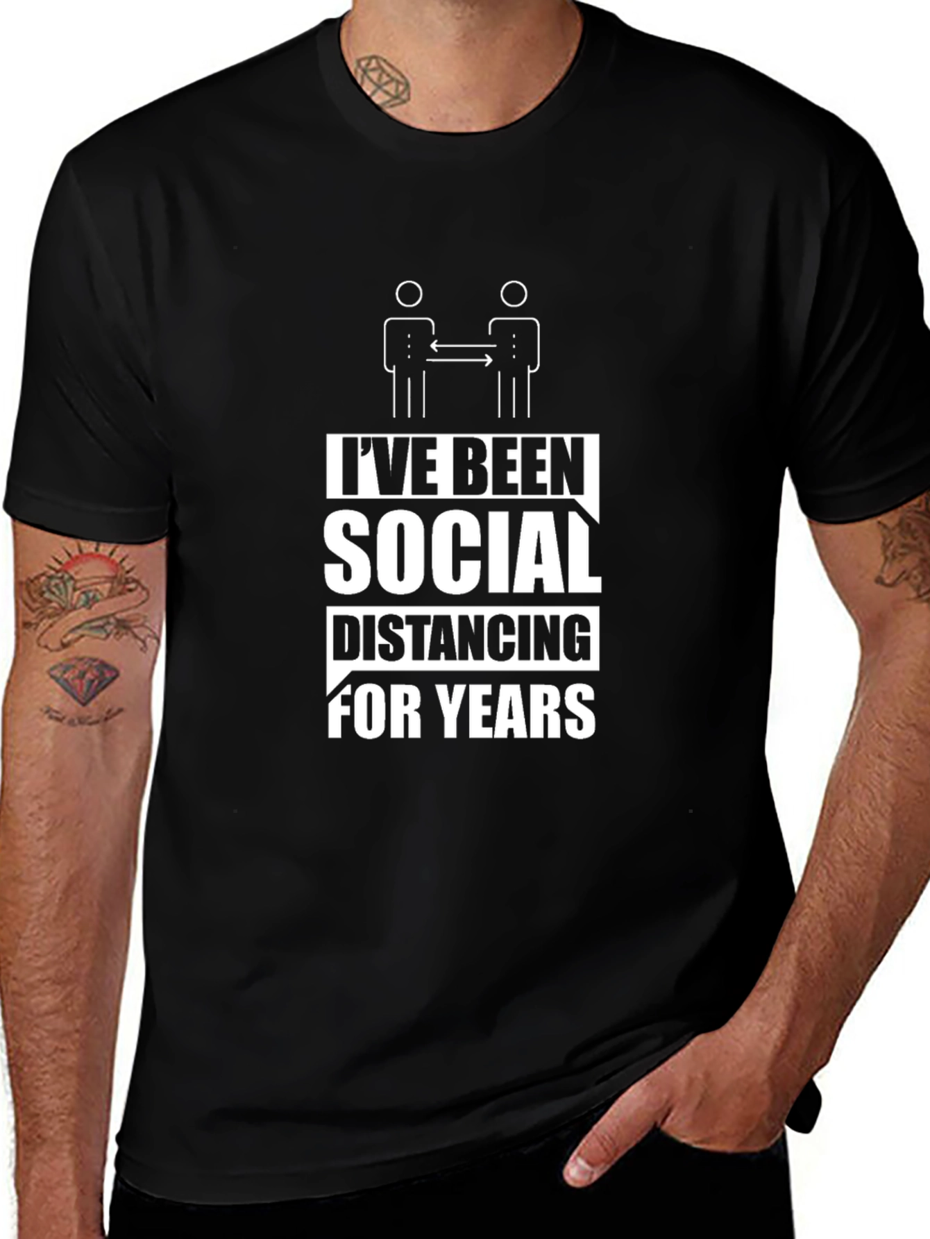 Variant 4 of I've Been Social Distancing T-Shirt - Black Cotton Tee