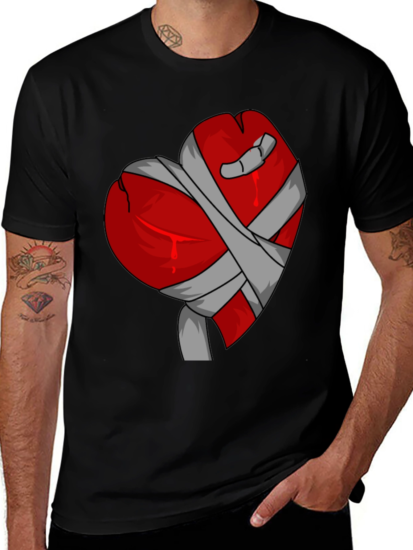 Variant 11 of Bandaged Heart Graphic Tee - Stylish Casual Wear