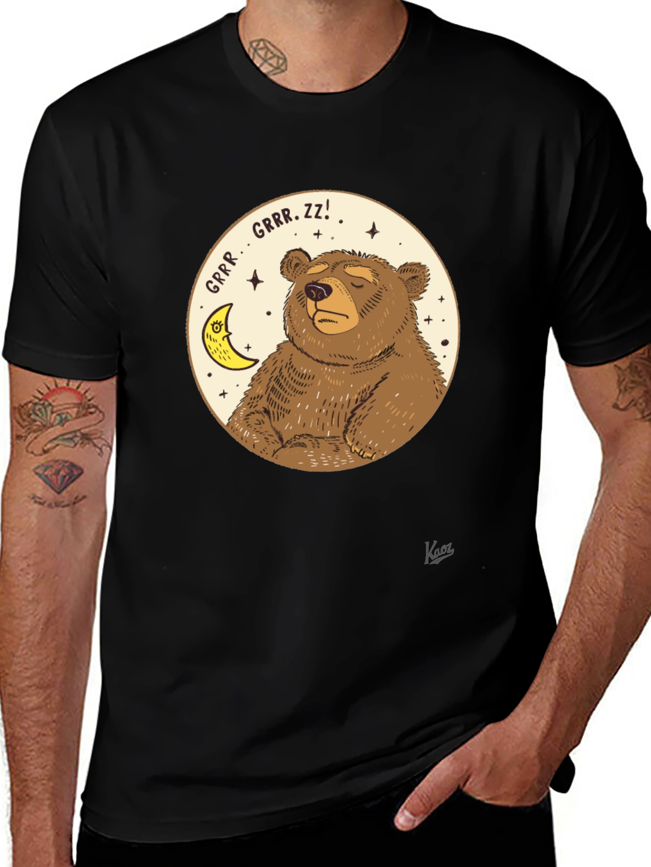 Variant 19 of Sleeping Bear Graphic T-Shirt - Comfortable Black Tee