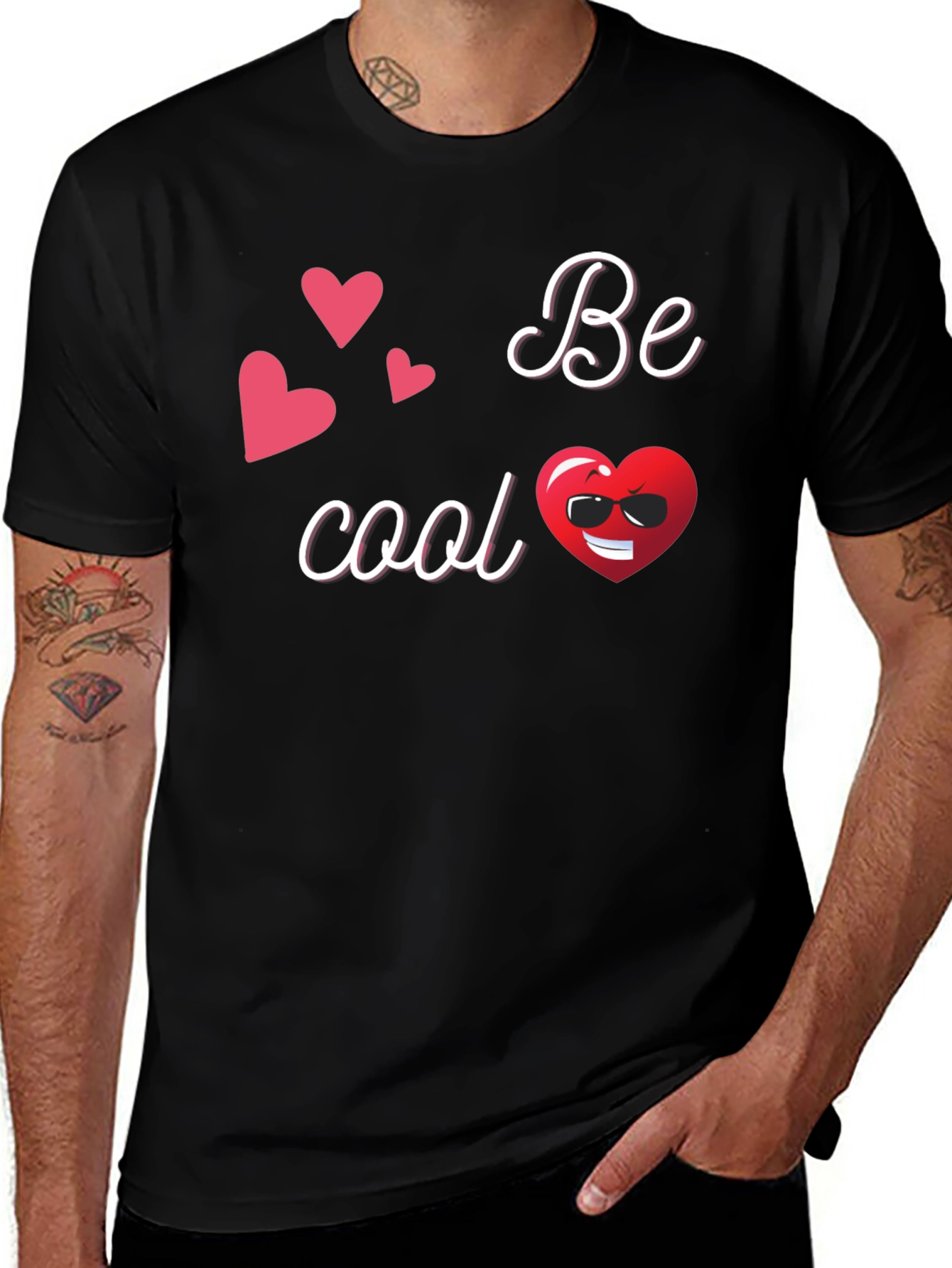 Variant 19 of Be Cool Heart Graphic Black T-Shirt
