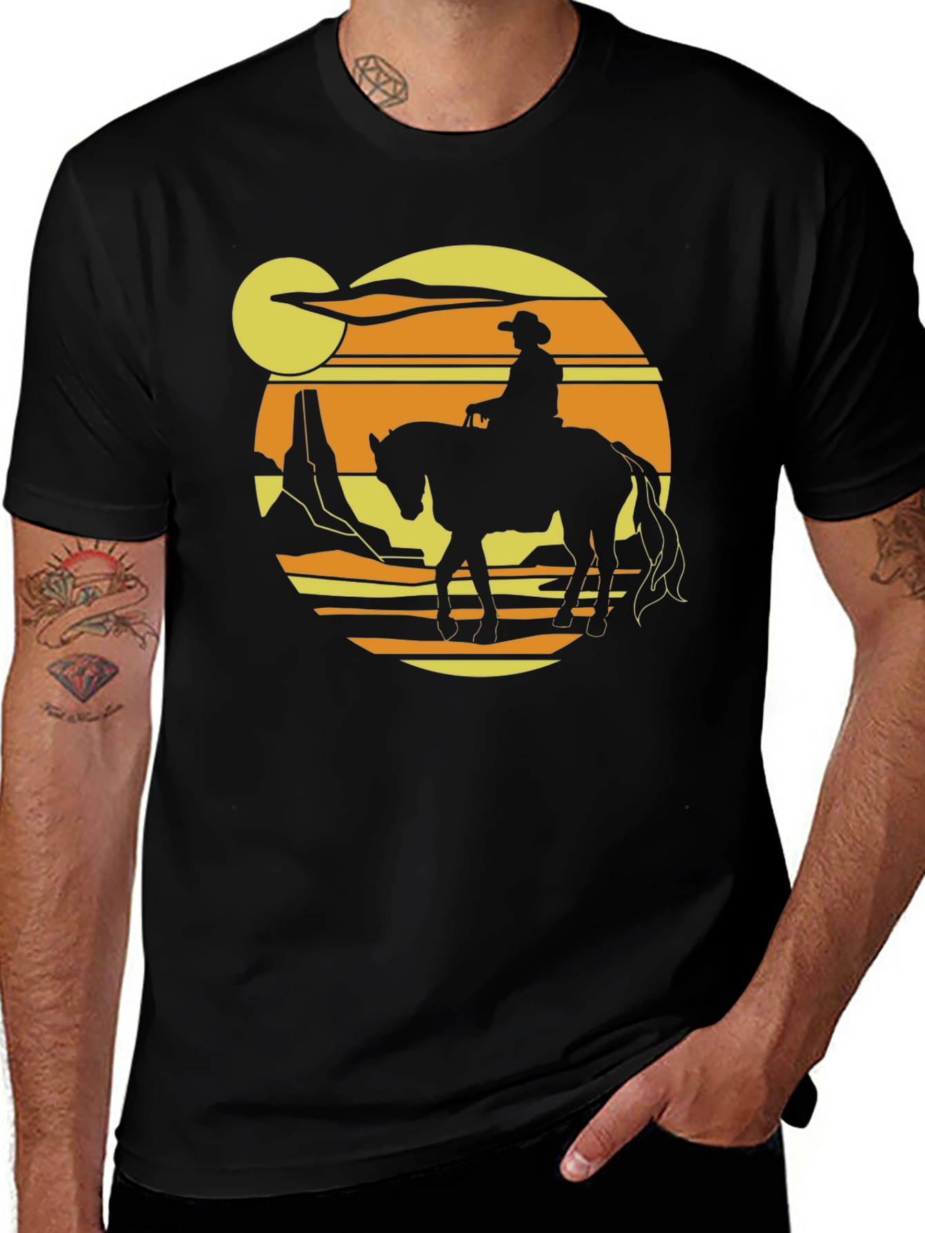 Variant 15 of Cowboy Sunset Graphic Tee - Western Style T-Shirt