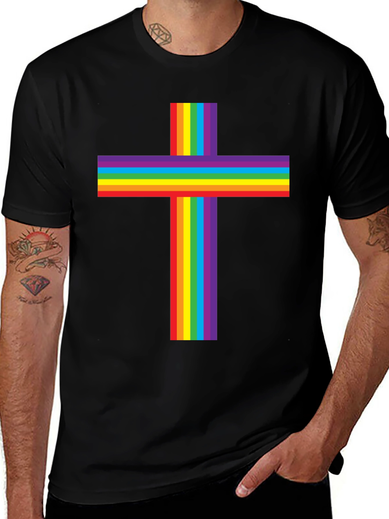 Variant 27 of Rainbow Cross Graphic Tee - Pride & Faith