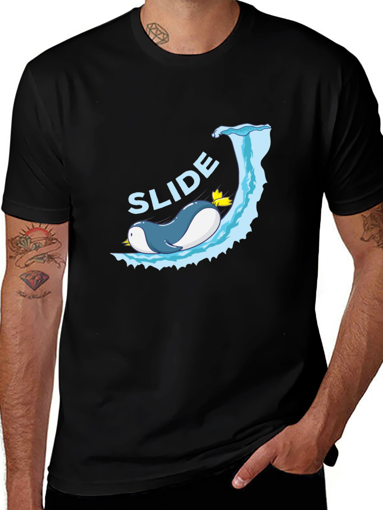 Variant 25 of Penguin Slide T-Shirt - Fun & Unique Design