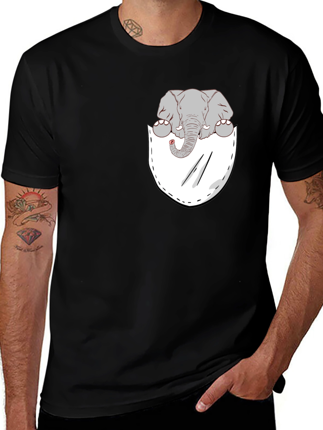 Variant 3 of Elephant Pocket Tee - Cute Graphic T-Shirt