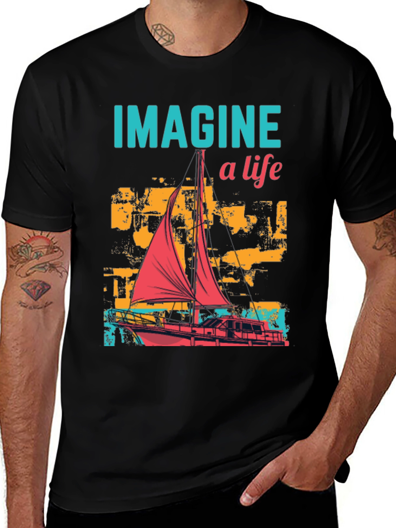 Variant 7 of Imagine a Life Sailboat Graphic T-Shirt