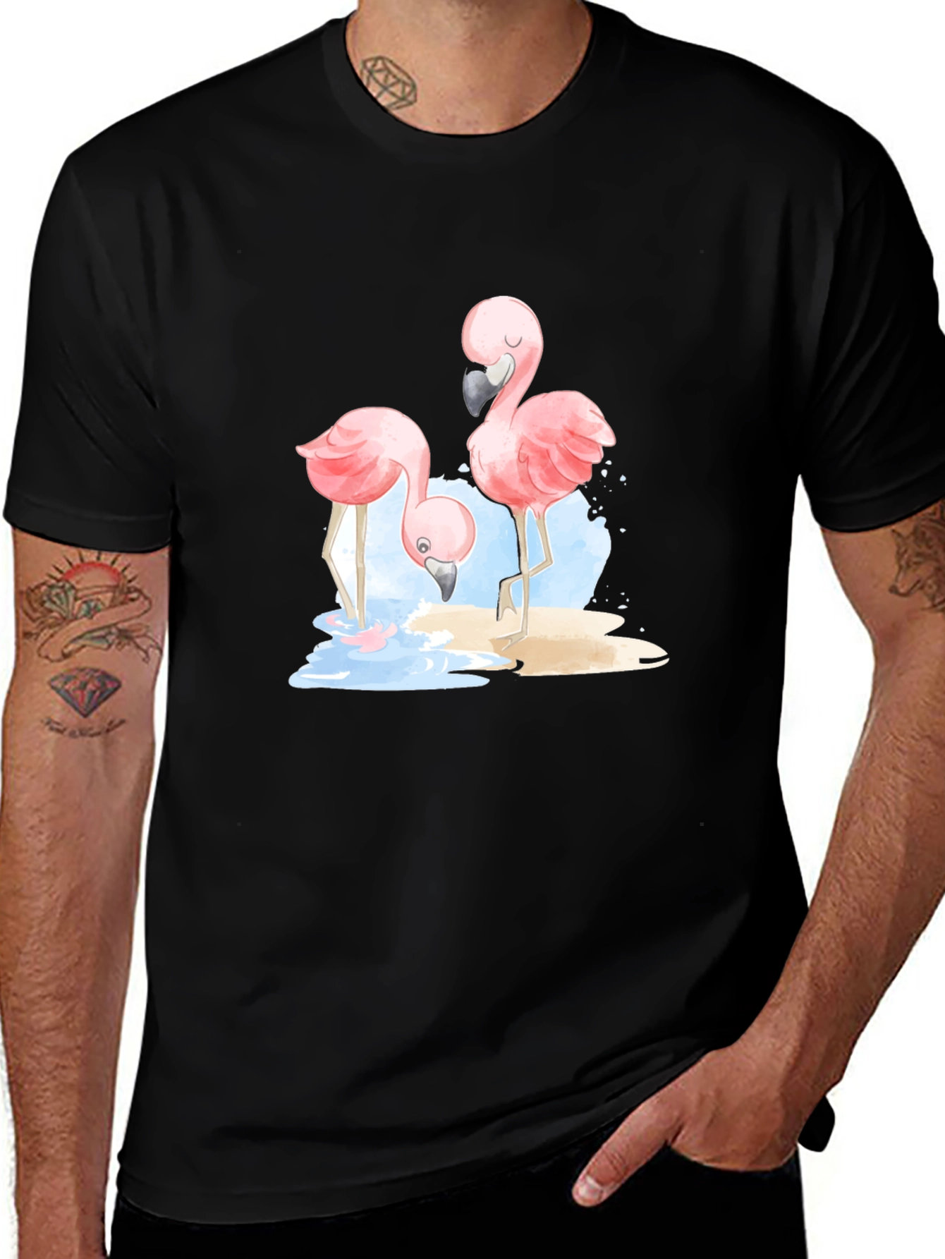 Variant 20 of Flamingo Graphic Black T-Shirt