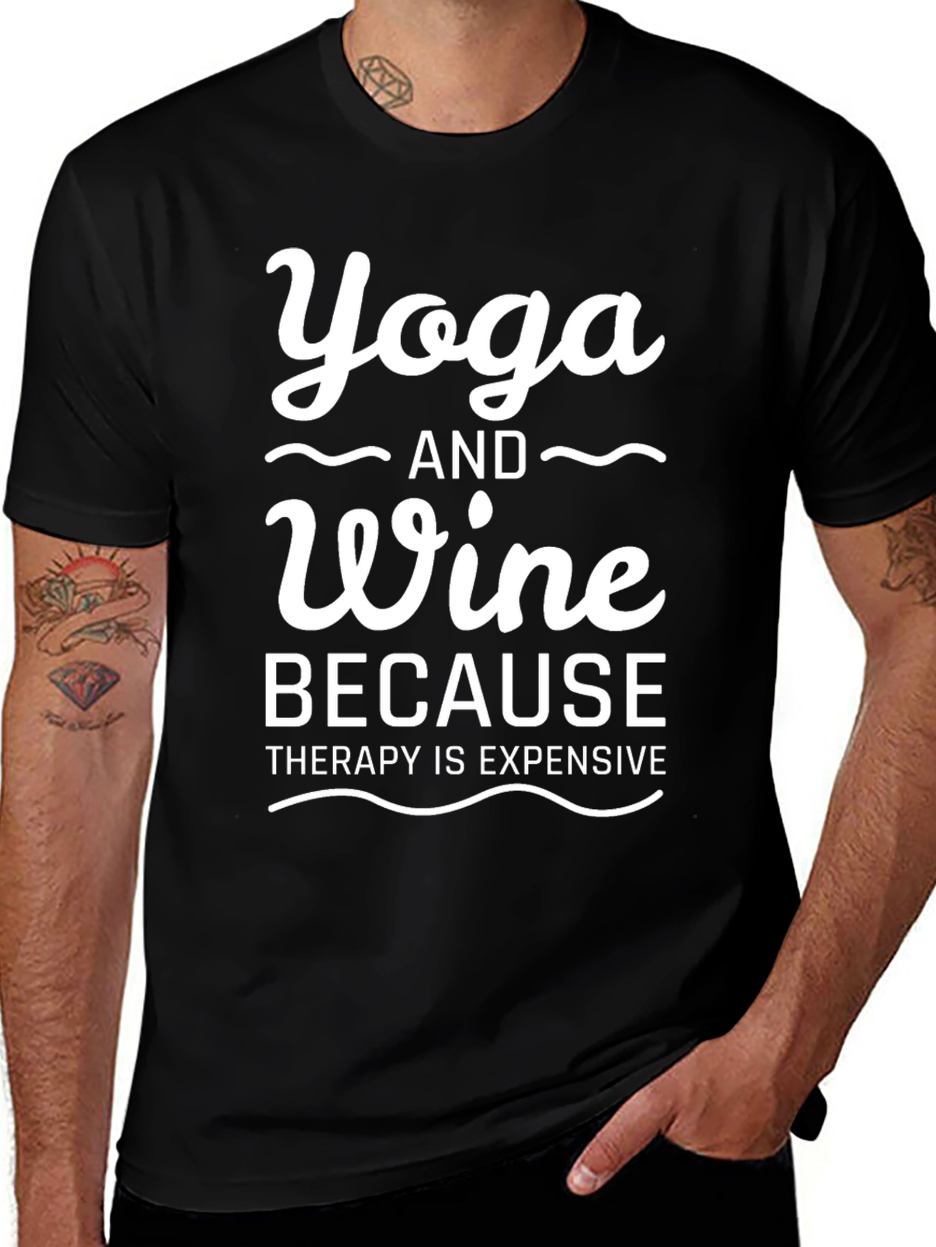 Variant 20 of Yoga and Wine Funny Graphic T-Shirt