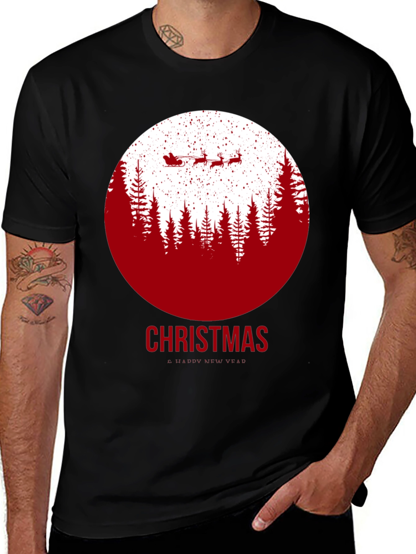 Variant 18 of Christmas Santa Sleigh T-Shirt Holiday Tee